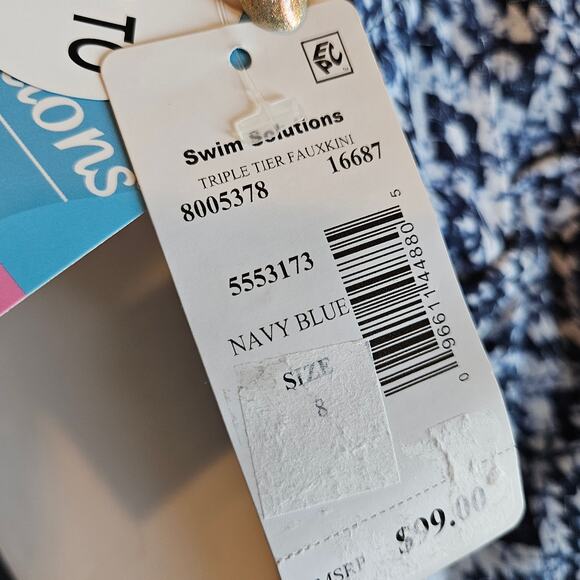 Swim Solutions Triple Tiered Fauxkini One Piece Swimsuit Women's 8 - Picture 8 of 11